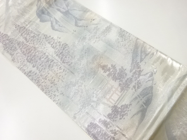 アンティーク　嵯峨野風景模様織出し袋帯（材料）